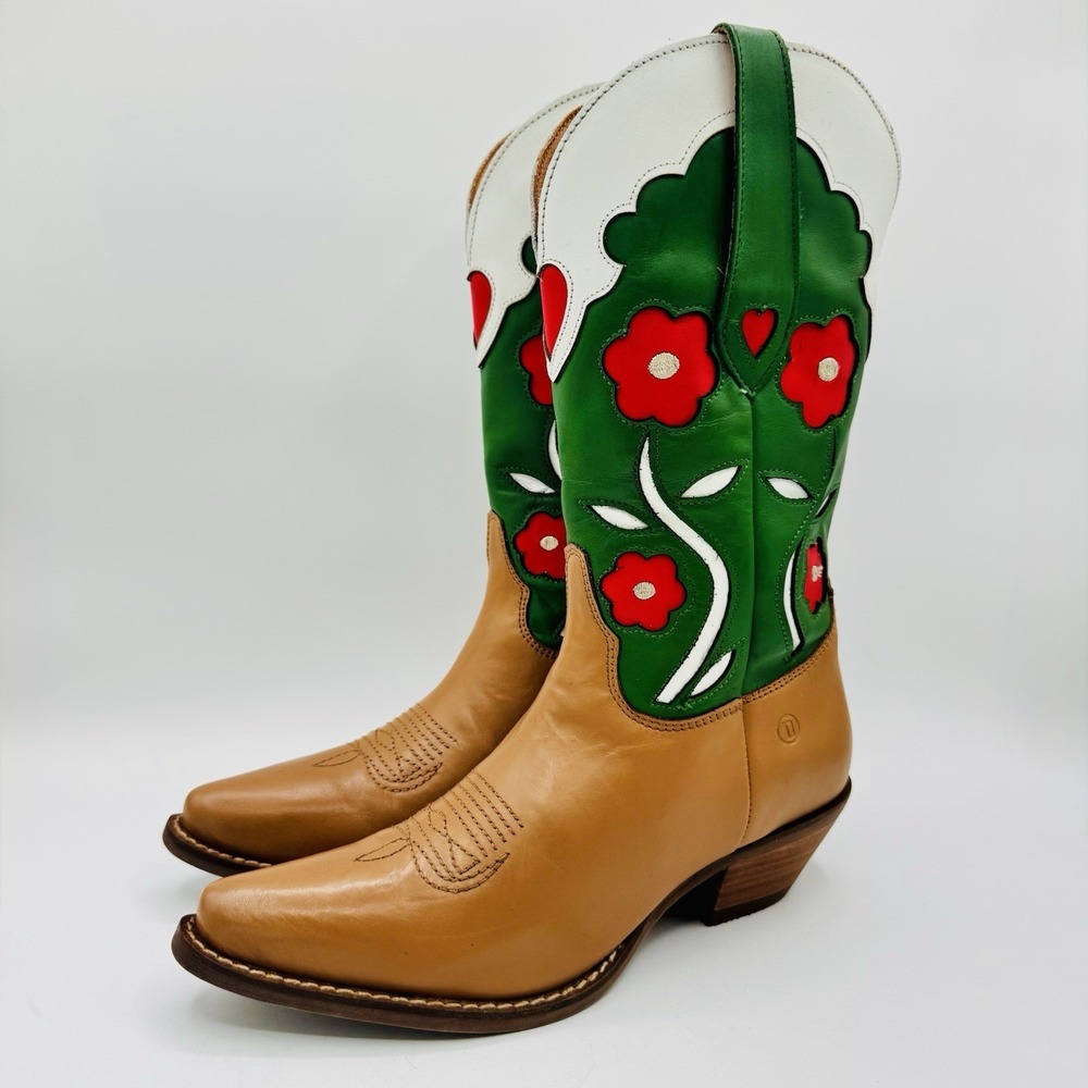 Dingo Coming Up Roses Boots Women's Size 6.5 Camel Leather - Picture 9 of 16